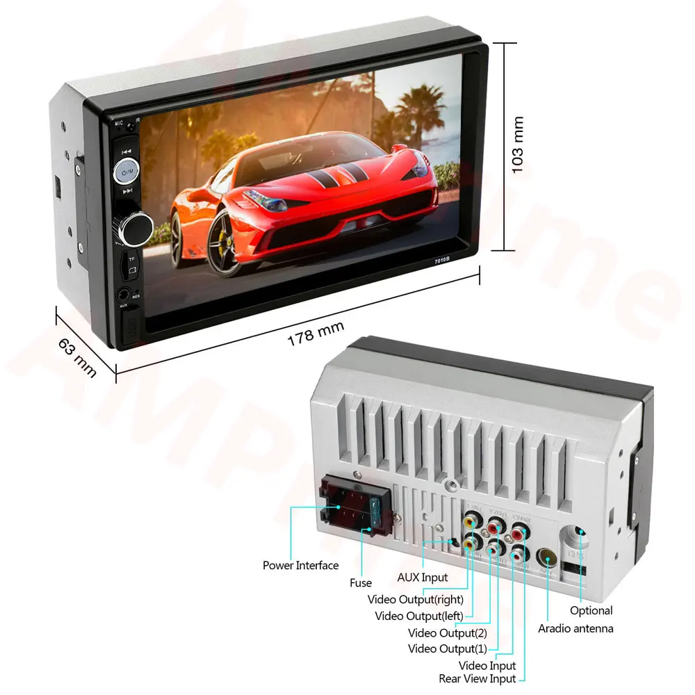 AMPrime 2 Din Car Radio 7" Radio Coche Mirrorlink Car Multimedia player Bluetooth USB Backup Monitor Auto Radio 2din Autoradio