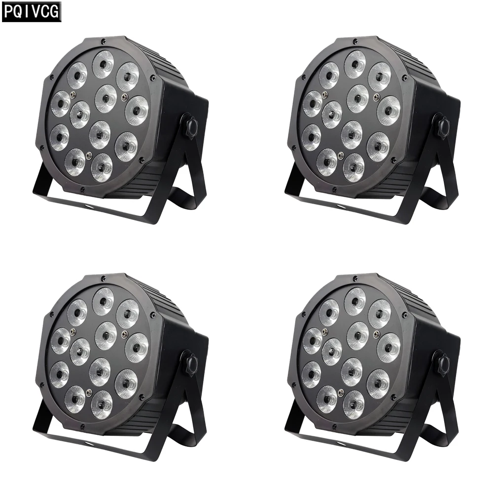 4 шт./лот 12x12 Вт Светодиодный светильник RGB + УФ в 1 плоский Номинальный DMX512