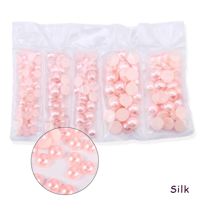 silk 25 г/пакет микс 6 мм 8 мм 10 мм ABS акриловая жемчужина плоская задняя скрапбукинга бусины для изготовления ювелирных изделий ремесло жемчужина на листке аксессуары - Цвет: silk