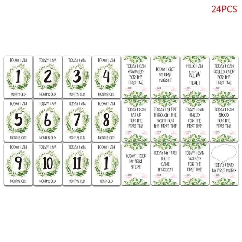 

24 Pcs/set Funny Cartoon Baby Milestone Month Stickers Card Newborn Photo Props
