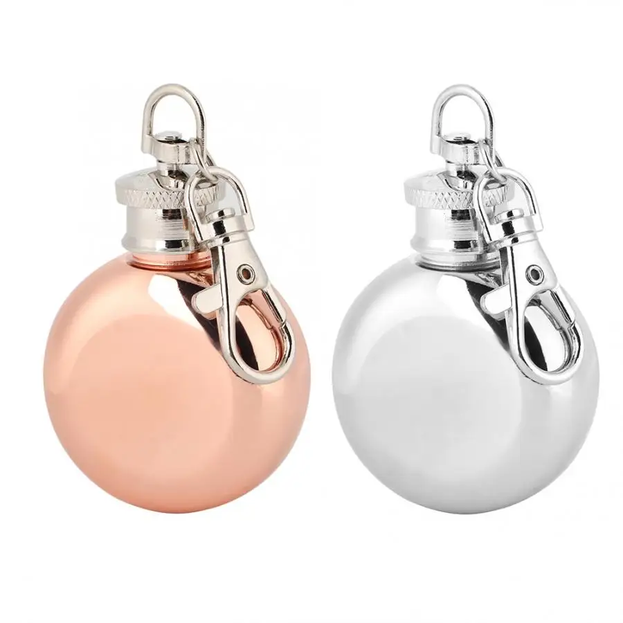 Mini 1oz Stainless Steel Round Small Flagon Wine Jar Whiskey Jug with Chain Portable Flagon Male Small Mini Bottle