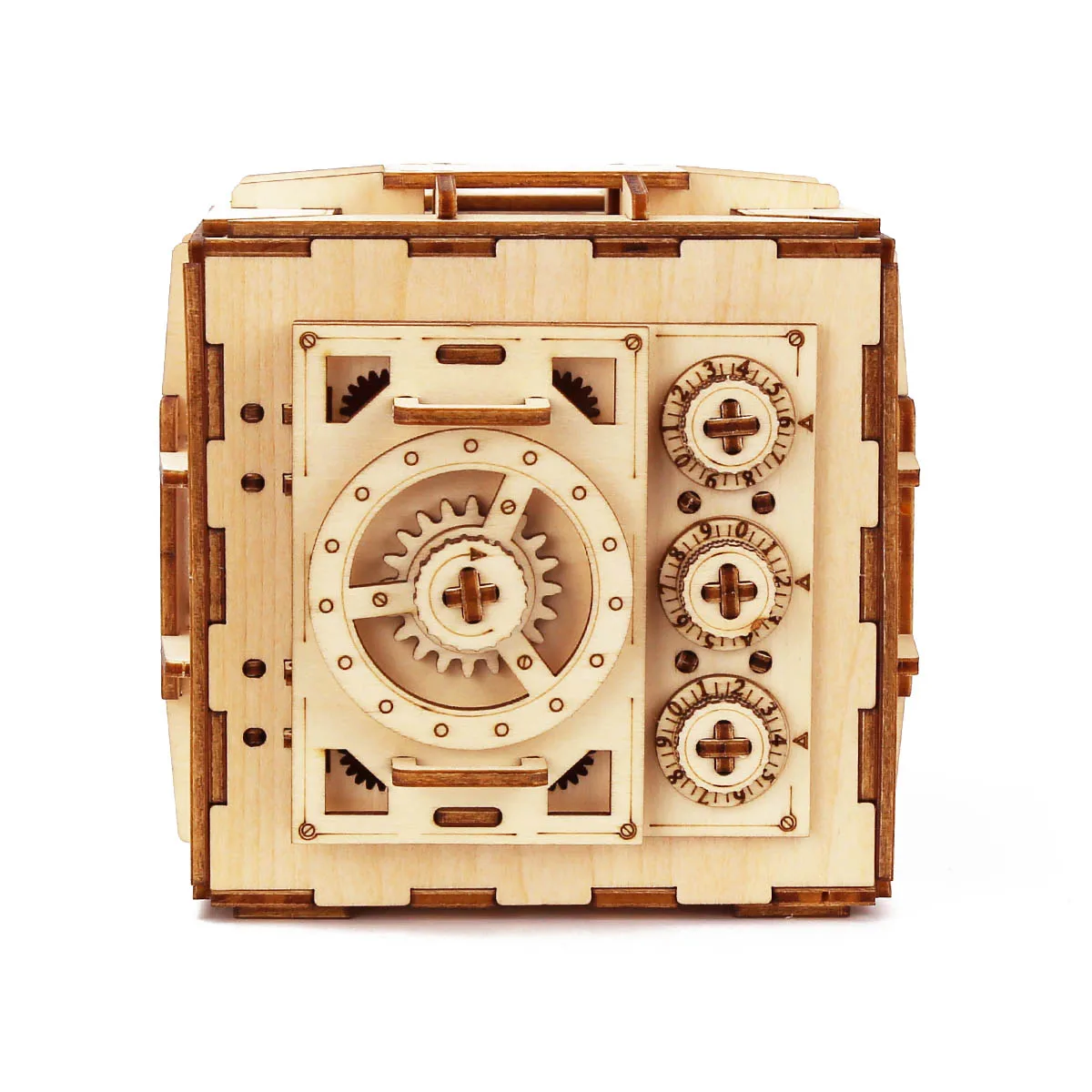 Safe Box Treasure 3D Wooden Model Locker Kit DIY Coin Bank Mechanical Puzzle Brain Teaser Projects For Adults and Teens 4