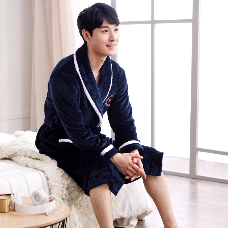 Men's Sleep Robes Winter thick warm Coral Fleece Kimono bathrobe male Nightgown Bath Gown Sleepwear Flannel nightwear for man Men's Sleep Robes Winter thick warm Coral Fleece Kimono bathrobe male Nightgown Bath Gown Sleepwear Flannel nightwear for man