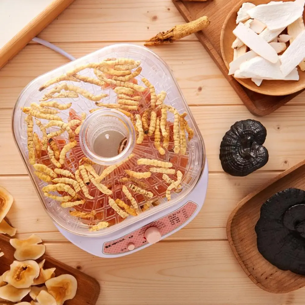 Food Dehydrator Fruit Vegetable Herb Meat Drying Machine Pet Snacks Food Dryer With 5 Trays 220V Pink White