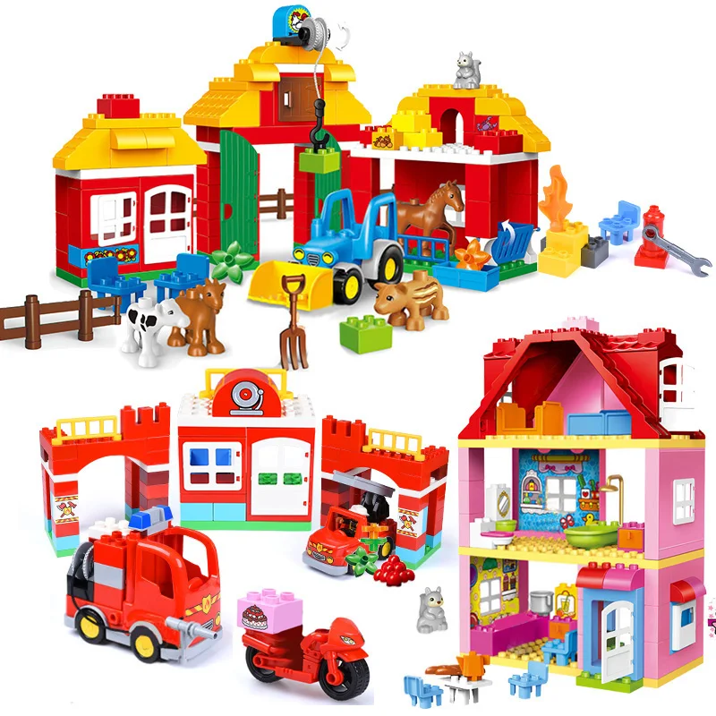 

City Large Size Building Blocks Set Compatible LegoINGlys Duploed Family House Bricks Children DIY Educational Model Blocks Toys