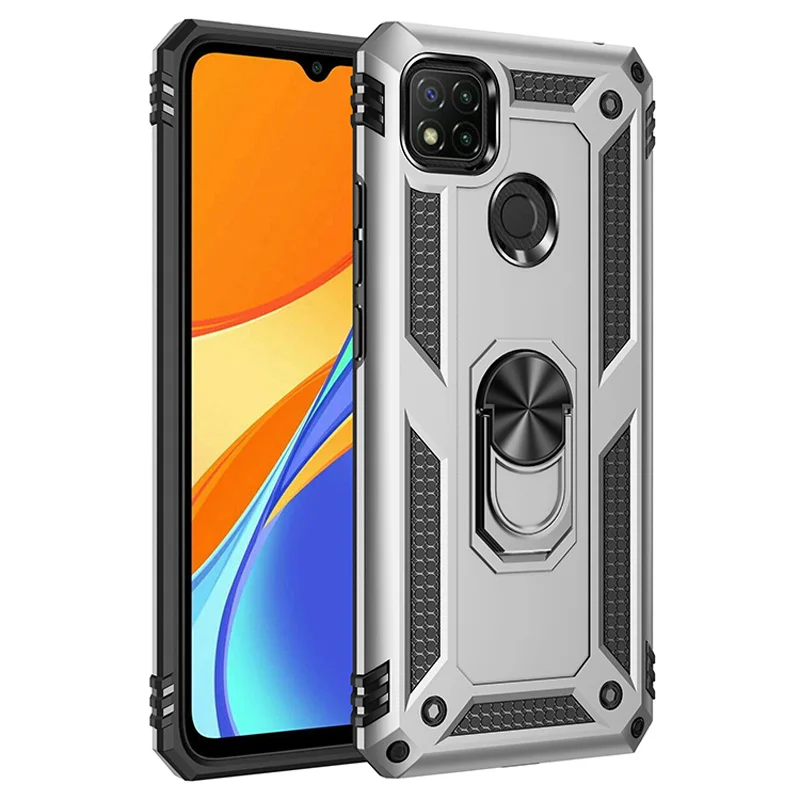 thumbnail image 1 of Shockproof Armor For Xiaomi Redmi 9 9T 9A 9C NFC Case Phone Case for Redmi Note9 Pro Ring Stand Bumper Silicone Phone Back Cover, 1 of 5