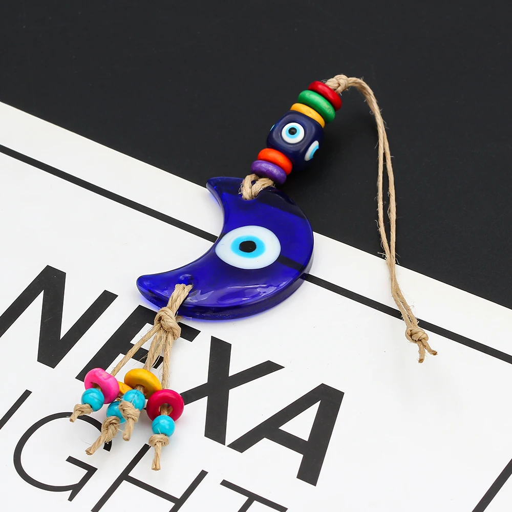 Lucky Eye Moon Evil Eye Charm брелок с кистями Веревка Цепь автомобильный брелок держатель настенный висячие украшения для женщин мужчин EY6534