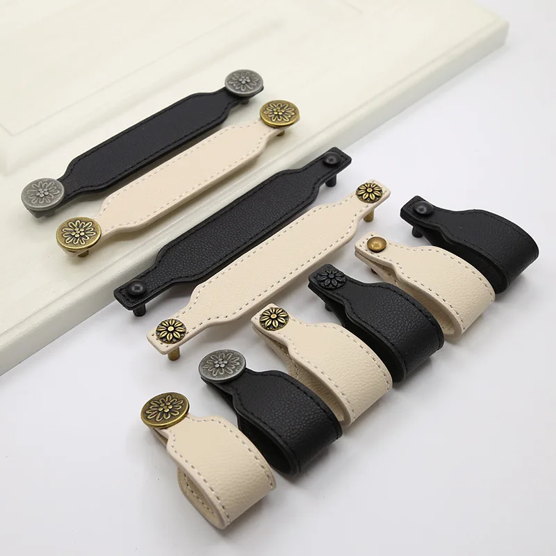 JD ручка кухонная дверь современный кожаный черный белый мебель и цинковый сплав