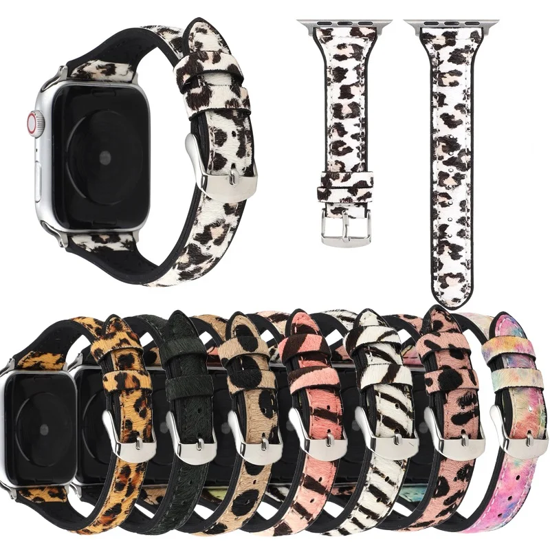 Ремешок плюшевый Леопардовый Для Apple watch band 42 мм 38 силиконовый браслет с перьями