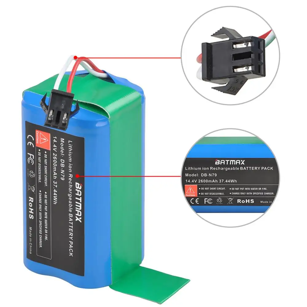 2600mah para Ecovacs Bateria Li-ion Batmax Deebot N79 N79s Dn622 Eufy Robovac 11s 12 15c 15s 35c Conga Excelência 990 14.4v - Image 5