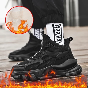 

Men Autumn Winter Warm Plush Chunky High Tops Shoes Male Botas Sneakers Plimsolls Espadrilles Man Ankle Brand Dad Trainers