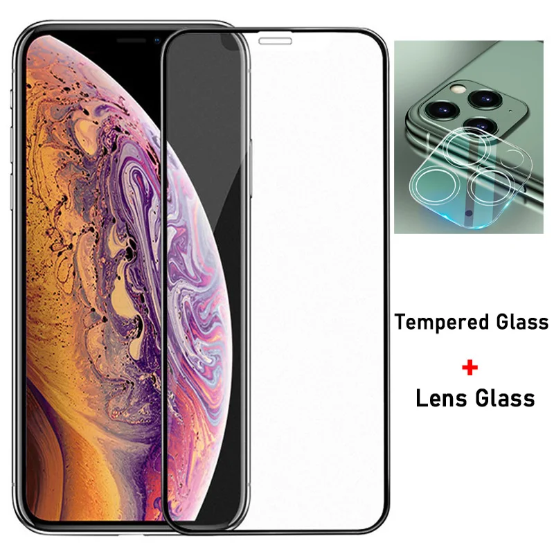 2 в 1 защита для экрана из закаленного стекла iphone 12 Pro Max pro 2020 Защитная пленка с