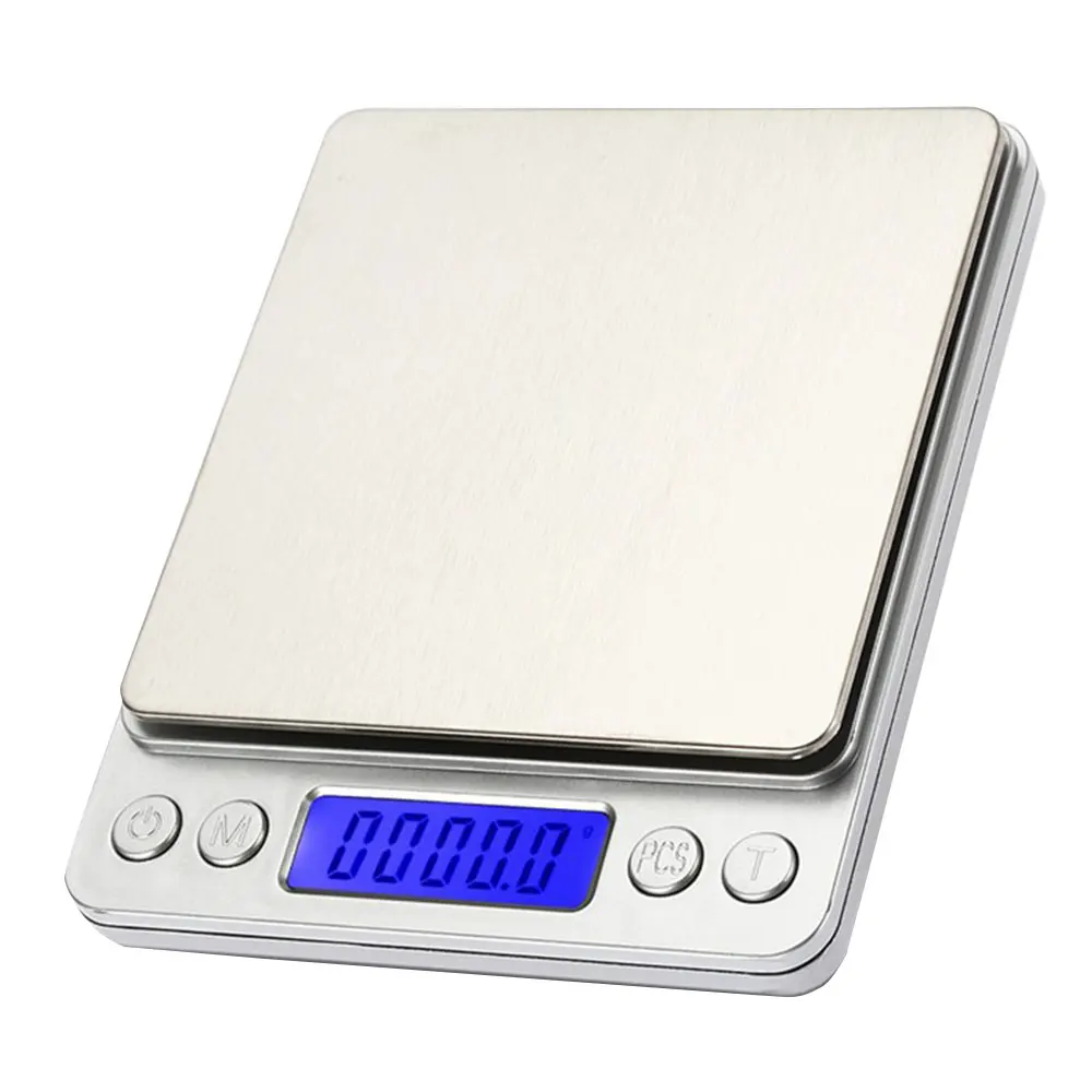 Digital Scale Stainless Steel 3kg 0.1g I2000 Jewelry LCD Display Portable Bar with Tray Platform Weighing Tool Mini Scale