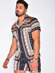 2021 Men's Hawaiian Beach Shirt National style Print Shirts Tops Casual Short Sleeve Summer Holiday Vacation Fashion