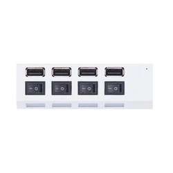 Multi - Port USB 2.0 Hub with Power Adapter and Individual Switches (4 port white)