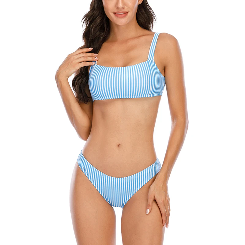 Riseado Striped Bikinis Set Push Up Swimwear Women Strap Swimsuits Sexy biquini Padded Bathing Suits 2020 Summer Beachwear