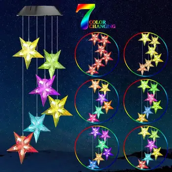 

6LED Solar Light Outdoor Powered LED Wind Chime Color Change Star Shape Wind Chimes Light Outdoor Garden Lamp