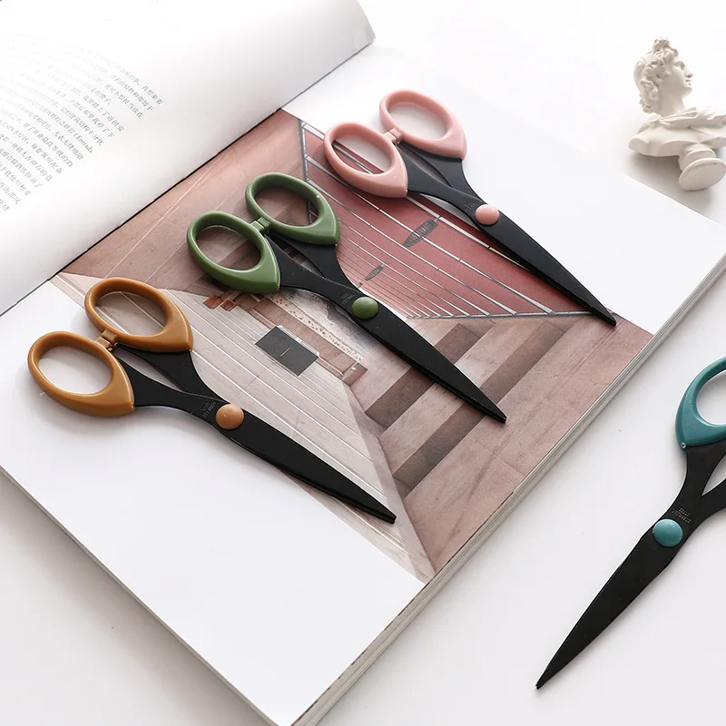 Mohamm 1 papelería Pcs tijeras de corte de acero inoxidable de corte de papel tijeras de uso rudo DIY Color al azar
