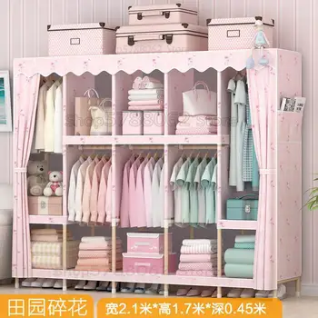 

double cloth wardrobe foldable cabinet reinforcement assembly wardrobe ABS wood with Polyester cotton cloth cover odorless