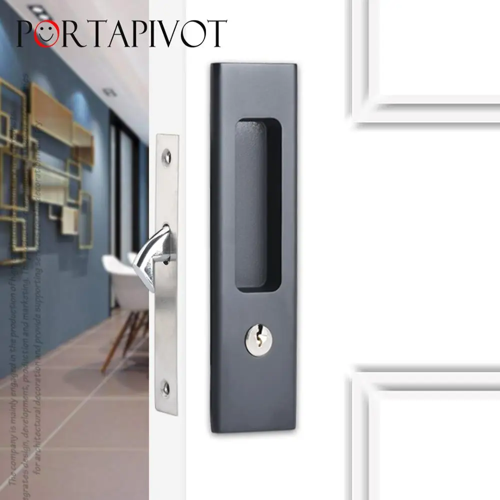 Mute Mortice Sliding Door Lock Hidde Handle Interior Door Pull Lock Modern Anti-theft Room Wood Furniture Hardware PT