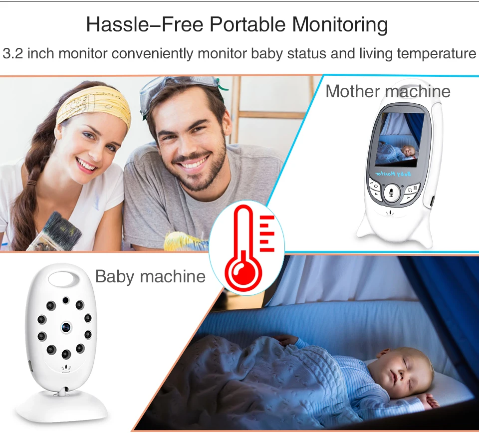 Babycam радионяня s vb601 Новинка 2,0 дюймов lcd колыбельные монитор температуры 2 способа разговора ИК ночного видения английское меню радионяня