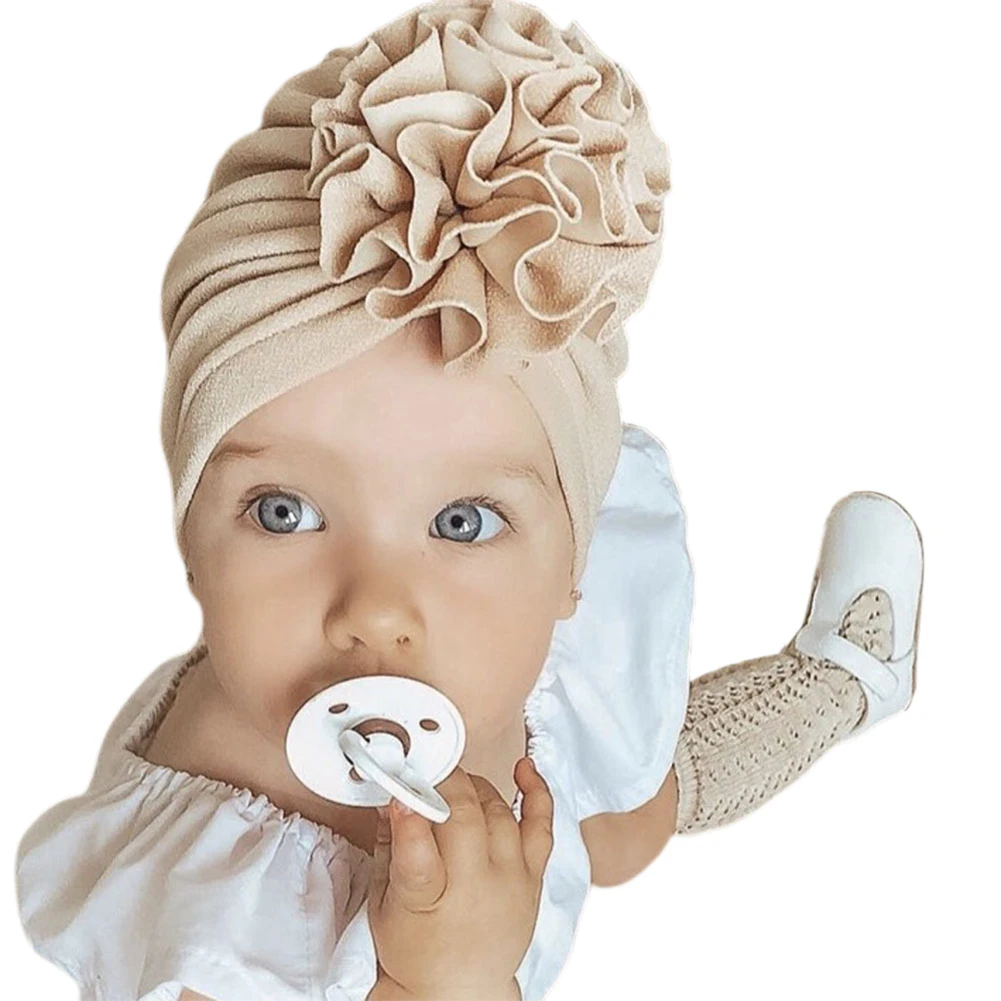 0-3Y 11 Colors Newborn Infant Caps Baby Boys Girls Flower Top Detail Soft Quality Cute Turban Beanie Hats for Birthday Party | Детская