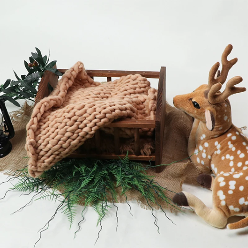 8colors Newborn Photography Blanket Baby Photo shooting Props Infant Photo Studio Wood Crib Basket Accessories