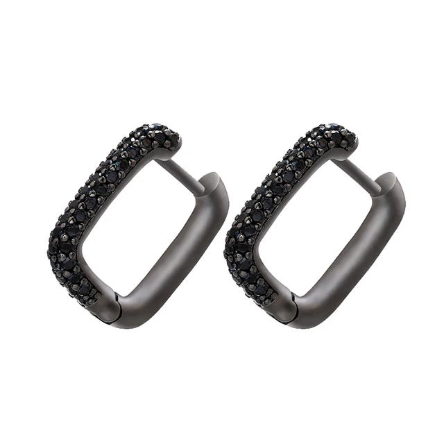 ZHUKOU NEW Hoop earrings gold/silver color small hoop earrings crystal women rainbow earrings Fashion jewelry wholesale VE144 black