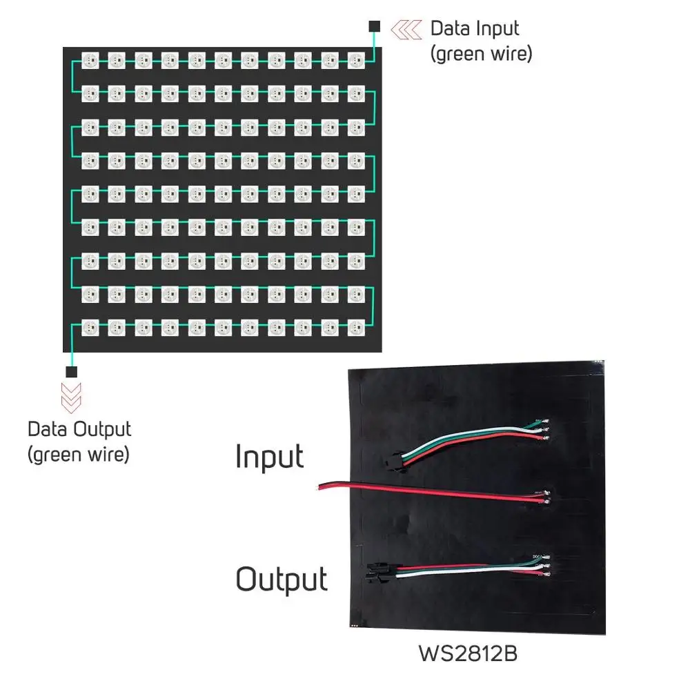 WS2812B RGB 5050SMD индивидуально Адресуемая цифровая светодиодная матричная панель 16x16