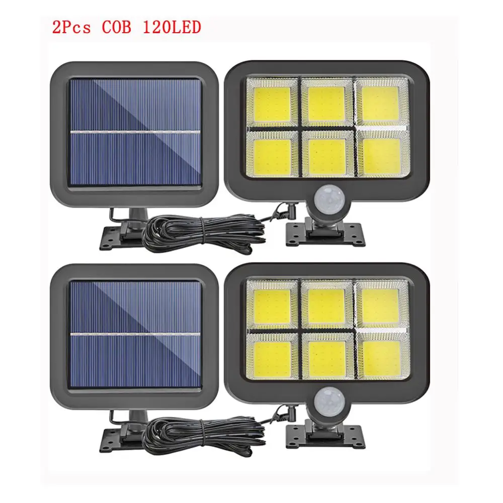 56/100/120LED COB солнечный светильник открытый светильник ing Солнечная Лампа PIR датчик движения водонепроницаемый уличный светильник с питанием от солнца ночной Светильник - Испускаемый цвет: 2pcs 120LED