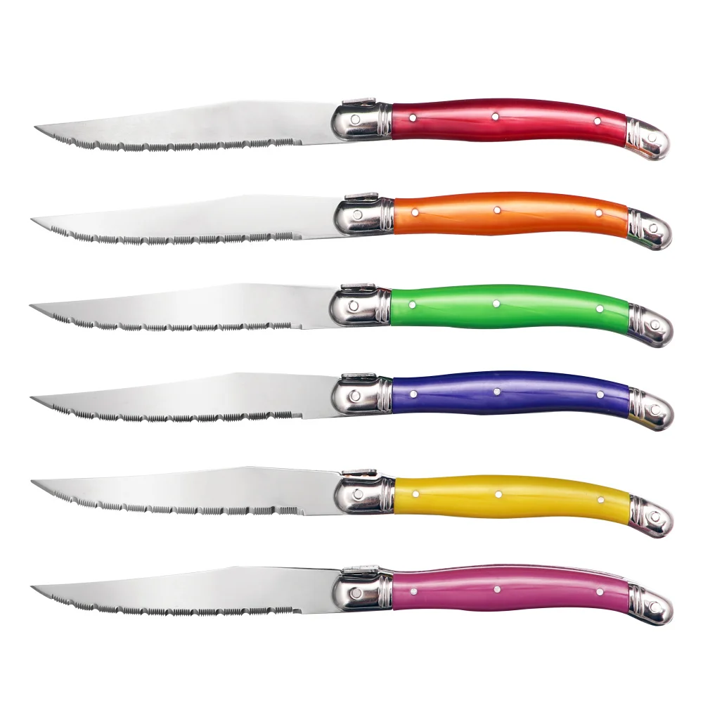 Jaswehome 6pcs Stainless Steel Laguiole Steak Knife Set Dinner Table