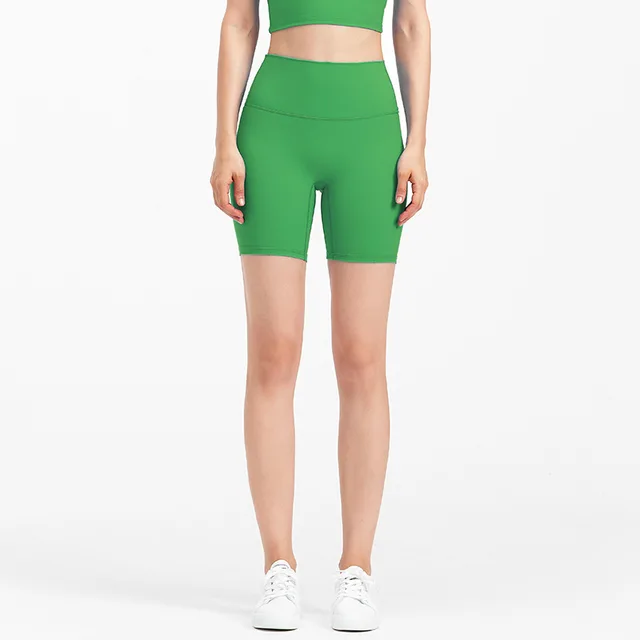 Lulu Quality Butter Soft Fitness Tight Women Sports Short Squat Proof High Waist Yoga Legging Shorts Cycling Athletic Gym Clothe Quiet Green