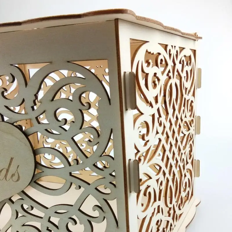 Деревянная коробка для свадебных карточек DIY коробка для свадебных карточек коробка для хранения приглашений с буквами чехол вечерние принадлежности ретро выдолбленный замок деревянный декор