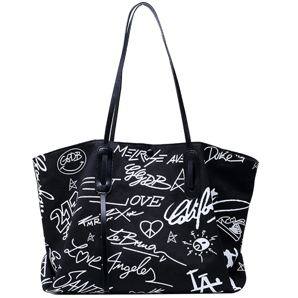 Casual Tote Bags For Women Female Luxury Large Capacity Shoulder Bags Ladies Brand Design Letter Printed Handbags Free Shipping