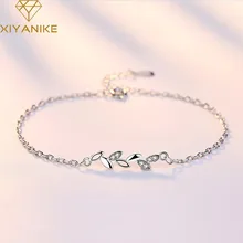 XIYANIKE 925 стерлингового серебра простой в Корейском стиле счастливый листок регулируемые браслеты для женщин Свадебная пара ювелирных изделий Аксессуары
