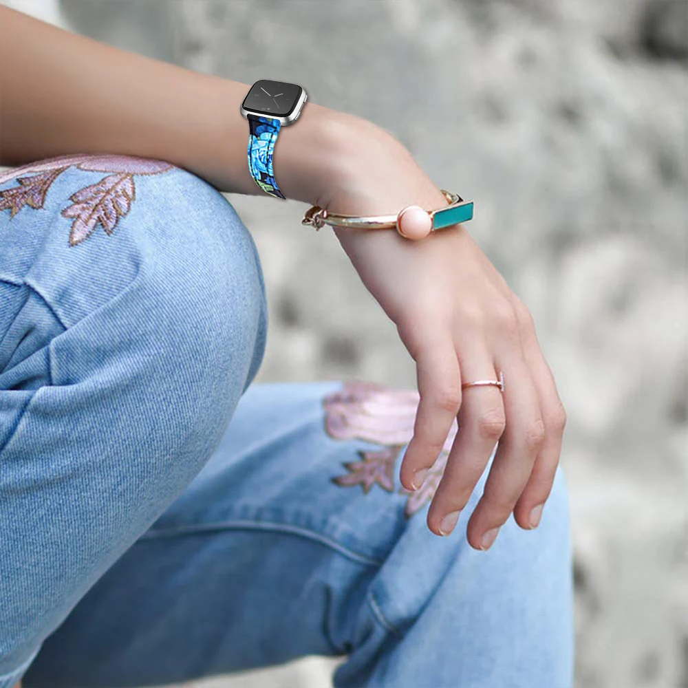 Joyozy индивидуальность Красивая воловья петля 20 мм ремешок для fitbit серии versa часы классический кожаный ремешок для fitbit versa часы