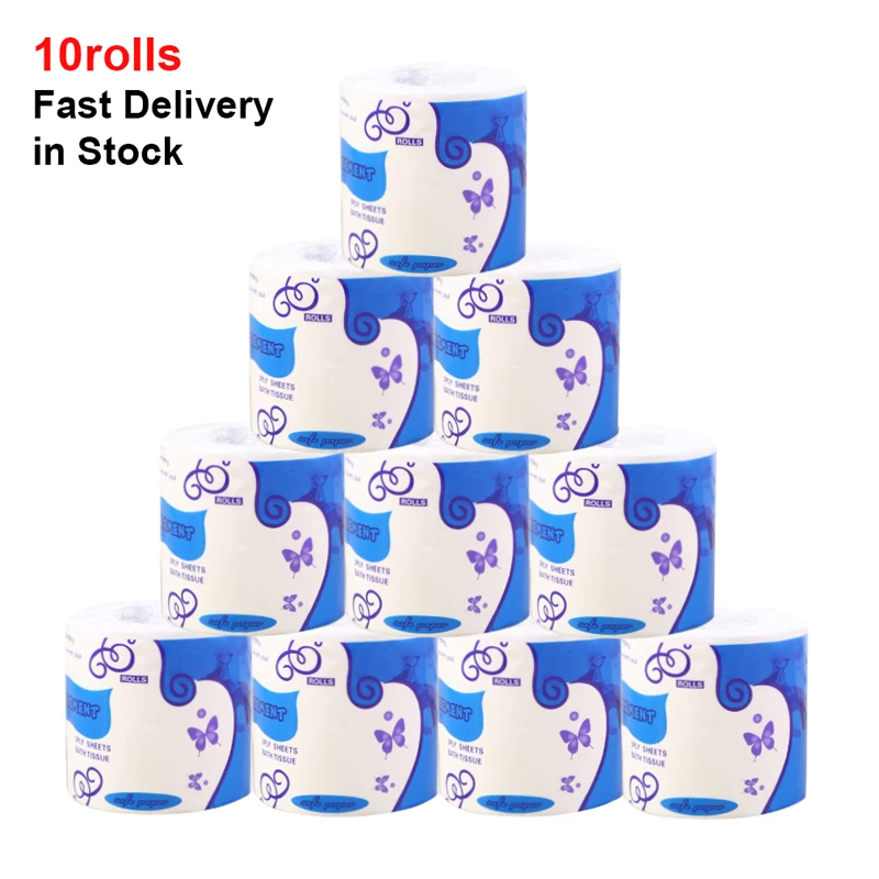 

10 Rolls Silky & Smooth Soft 3-Ply Toilet Paper Home Kitchen Toilet Tissue Soft Strong and Highly Absorbent Hand Towels