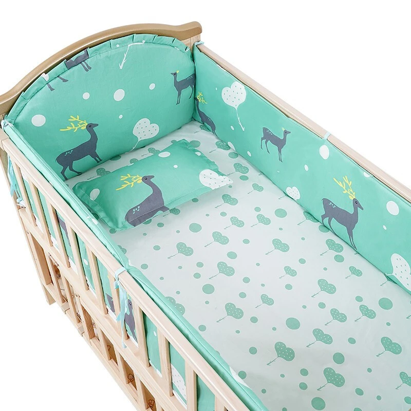 5pcs Mini Baby Girl Deer Crib Bedding Set Kids Bed Set Toddle Nursery Bedding Kit Infant Pillow Bumpers Crib Set Boy 100 56cm Bedding Sets Aliexpress