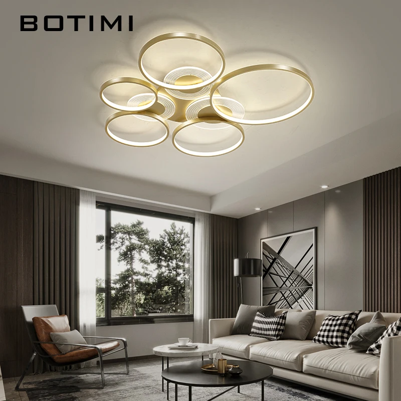 

BOTIMI Modern Led Ceiling Lights For Living Room Bedroom Dining room Kitchen Rings Ceiling Lighting Fixtures White Office Lamp