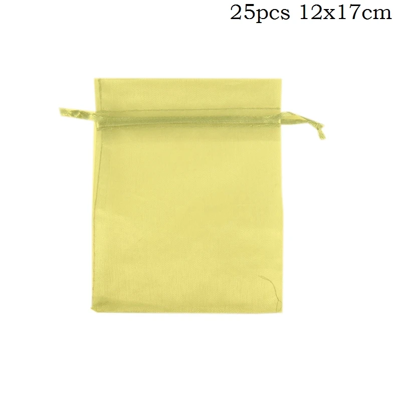 12x17cm yellow 25pcs QIFU, 50 шт., прозрачная сумка Coralline из органзы, вечерние, Подарочные, синие сумки, коробка для конфет, сумка для украшений, на год, свадьбу, день рождения, FavorsNe - Цвет: 12x17cm yellow 25pcs