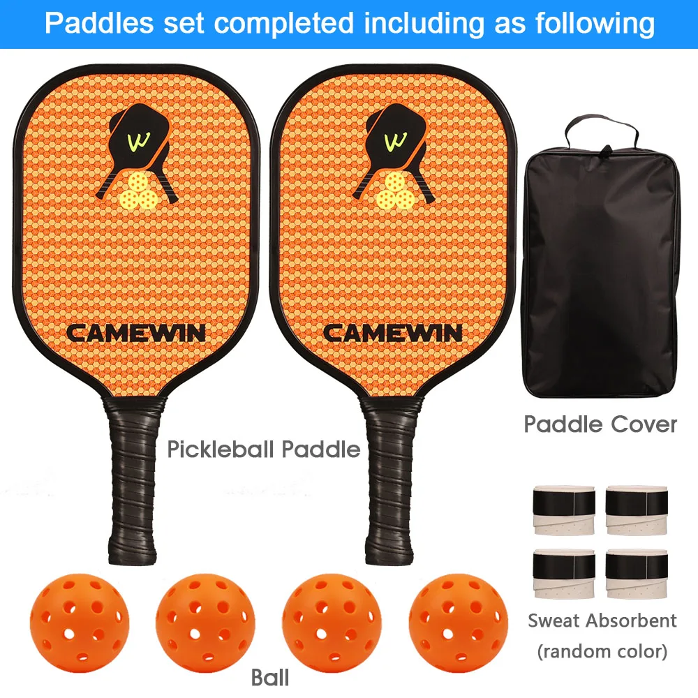 Pickleball Racket Set Carbon Fiber Composition PE Honeycomb Core (2 Pickleball Paddles+4 Balls+4 Sweat absorbent+1 Cover bag）