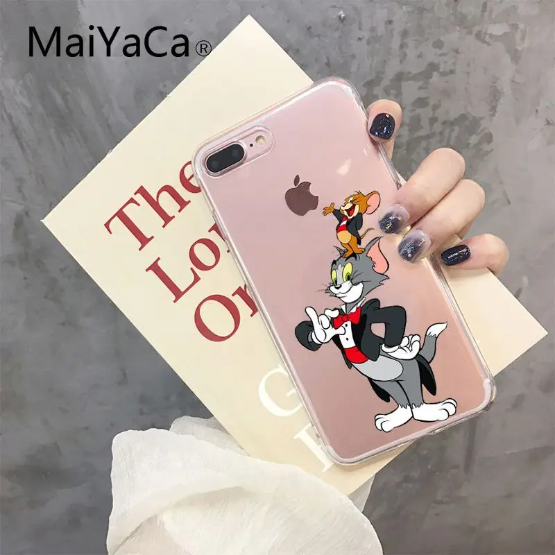 MaiYaCa Забавный чехол для телефона из ТПУ с изображением Тома и Джерри для iPhone 6S 6plus 7 7plus 8 8Plus X Xs MAX 5 5S XR 10