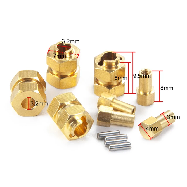 YEAHRUN Brass Wheel Hex Extended Adapter 4mm Widen for 1/24 Axial SCX24 90081 AXI00001 AXI00002 RC Crawler Car Upgrade Parts
