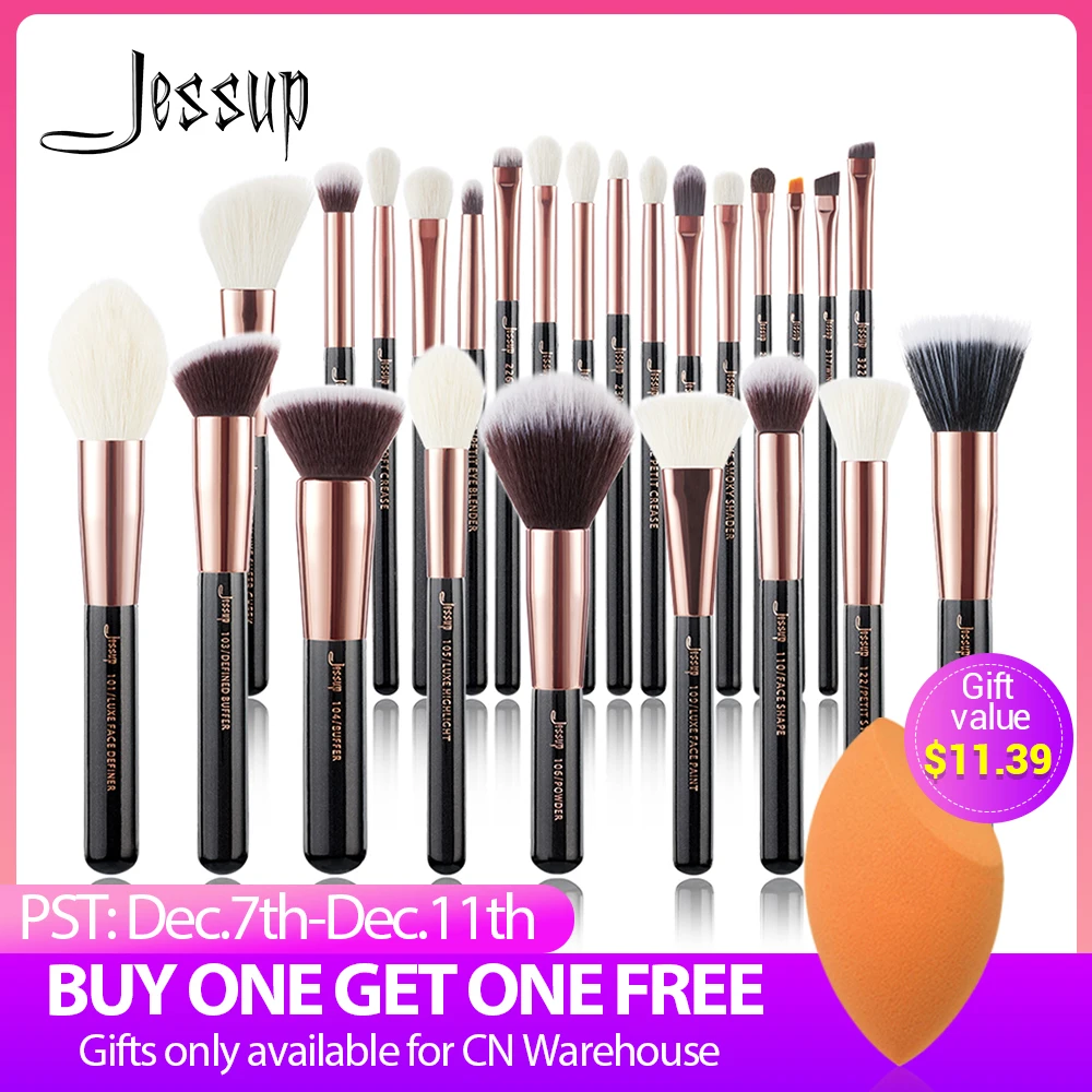 

Jessup Makeup brushes set Rose Gold / Black Foundation Powder Eyeshadow Make up Brush 6pcs-25pcs