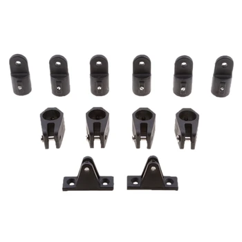 

12 Pieces Boat Nylon Fittings Hardware Set 7/8 Inch Black Fits 3 Bow Bimini Top Accessories for Marine Boat Yacht