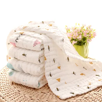 

5pcs/lot Unisex Infant Baby High Density Six-layer Bubble Wash Gauze Children's Towel Kid's Face Towel Baby Saliva Towel 26*48