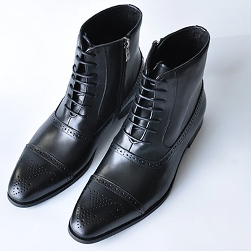SAGACE/высококачественные мужские модные ботильоны с острым носком на высоком ремешке и боковой молнии блестящие кожаные ботинки Ботинки martin в ботинках