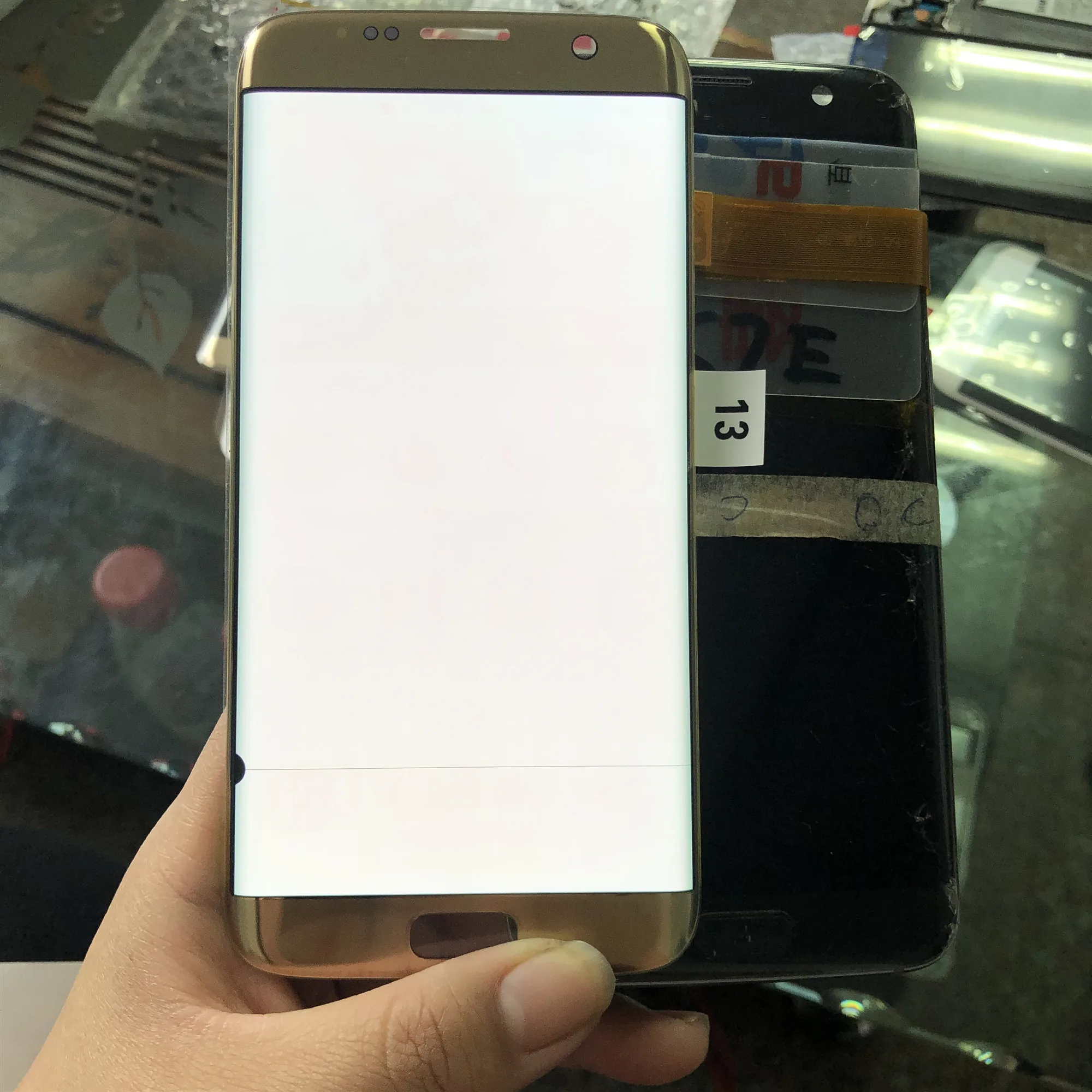 

Original AMOLED The Burn-Shadow/Band-Line/Black Dot Display For SAMSUNG S7 Edge Pantalla G935 G935F LCD Screen Repair With Frame