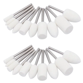 

New 20Pcs Wool Felt Mounted Mandrel Polishing Buffing Wheels Grinding Bits Grinder Head Polish Watch Jewelry Rotary Tool Accesso