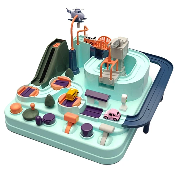 School Bus Big Adventure Children Toy Education Railcar Toy Baby track Car Macaron Color Table Games Boy and Girl Puzzle Toys 1